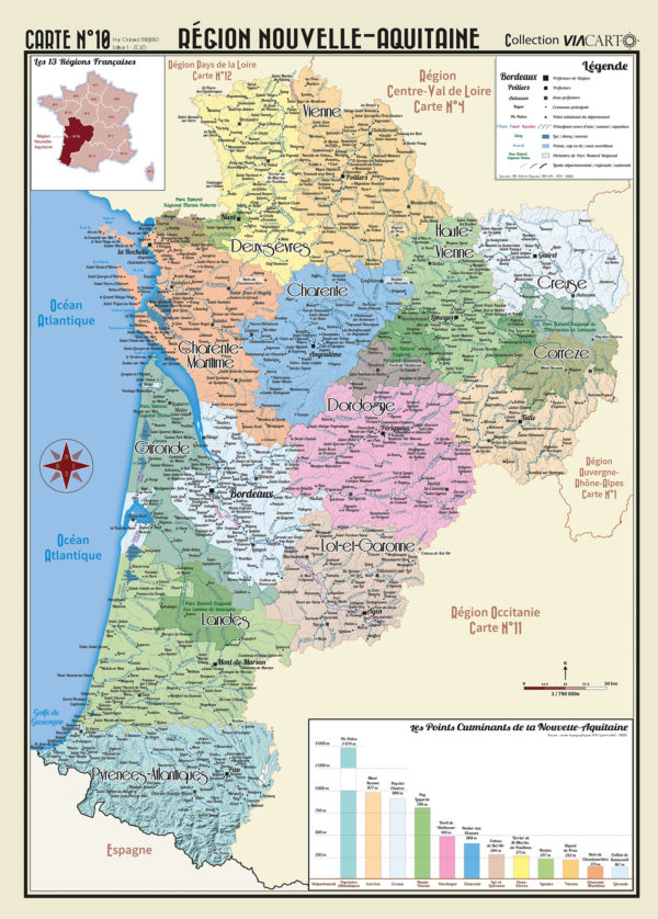 Carte Murale R gion Nouvelle Aquitaine Affiche D co D taill e Viacarto Carte Murale R gion Nouvelle Aquitaine Affiche D co D taill e Viacarto